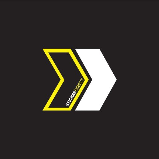 Sticker Direct logo with yellow and white design on a black background